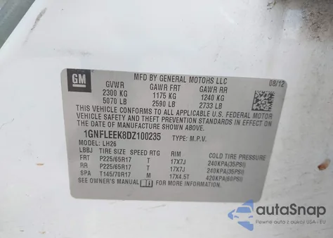 2013 Chevrolet Equinox 1Lt из США, поврежденный, VIN 1GNFLEEK8DZ100235